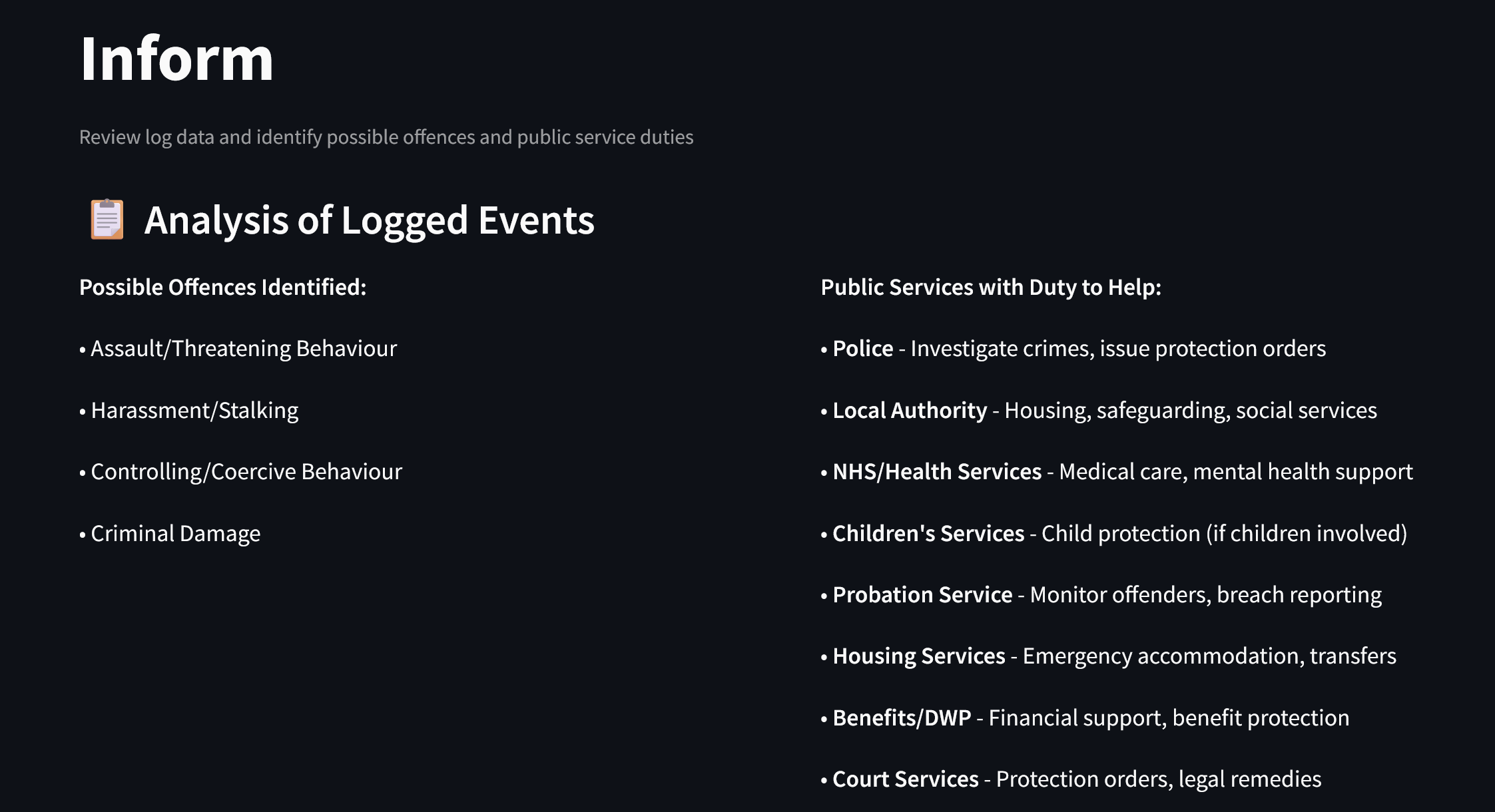 Inform Yourself screen